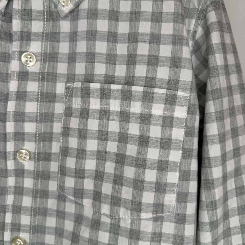 Carter’s Boys Button Down Long Sleeve Shirt Size 10 Gray And White Check